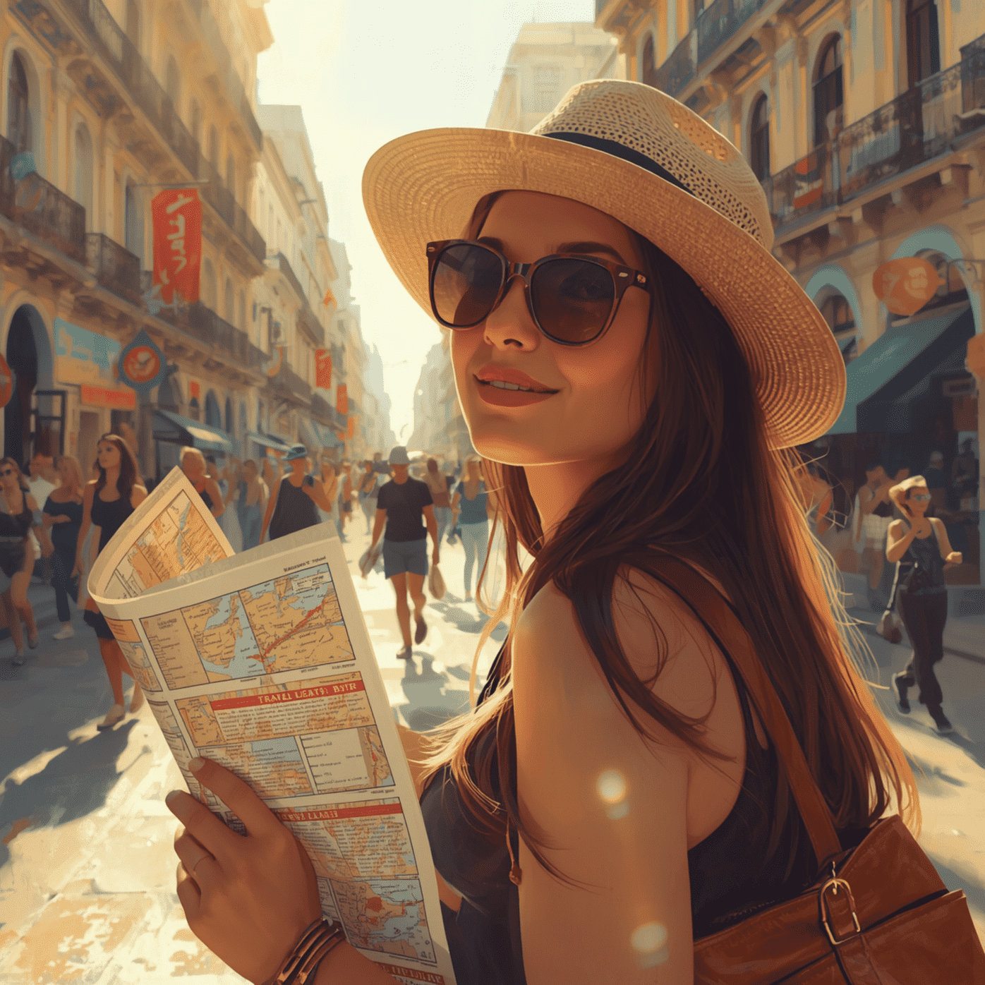 Stylish Woman Exploring City Streets - graphicpicker.com